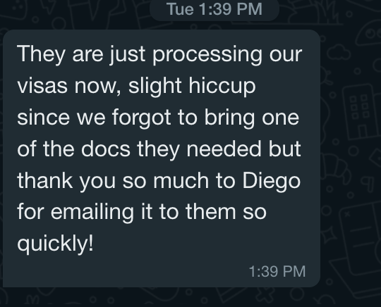 Client WhatsApp message